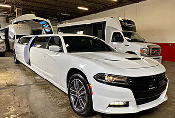 sleek limousine exterior view