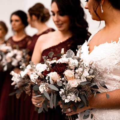 bridesmaids and bride